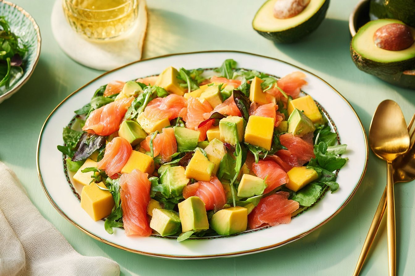 Ensalada de mango, aguacate y salmón