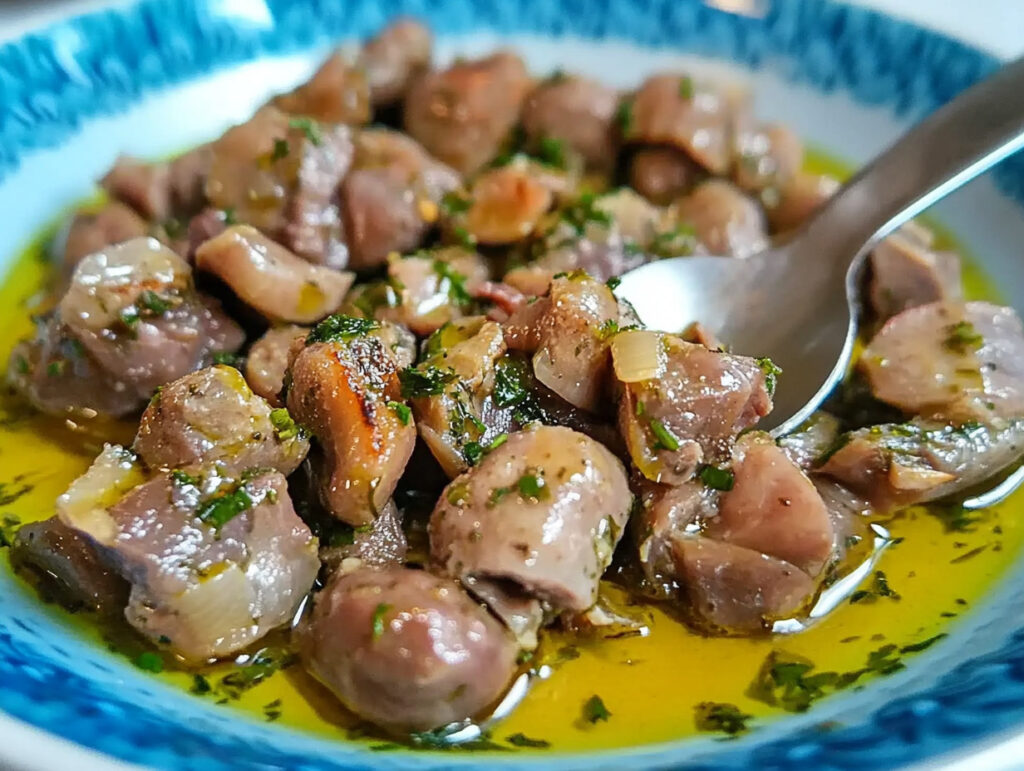 Mollejas de pollo al ajillo