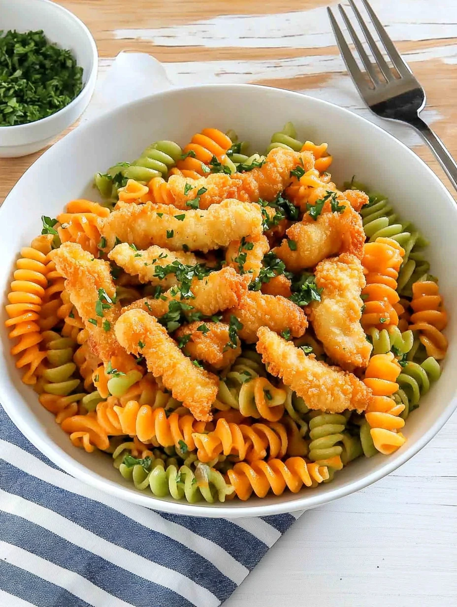 Ensalada de pasta con pollo, un plato fresco y lleno de sabor.