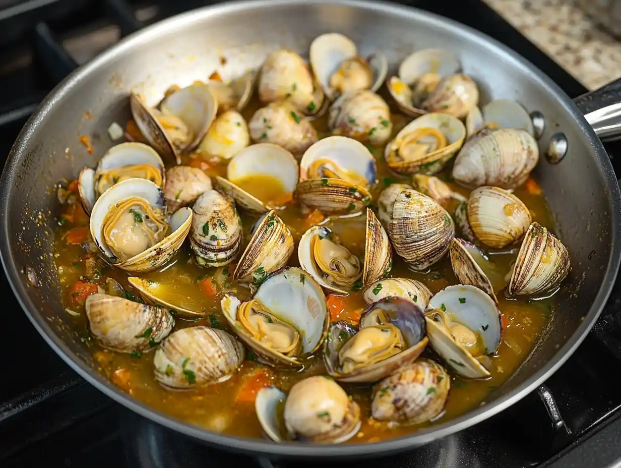 Almejas a la marinera, receta casera con sabor a mar.
