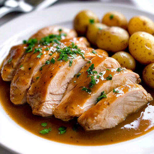 Pechuga de pavo en salsa con patatas