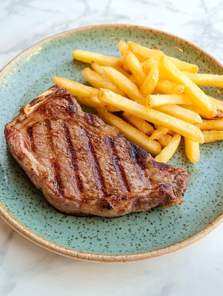 Entrecot de ternera con papas fritas