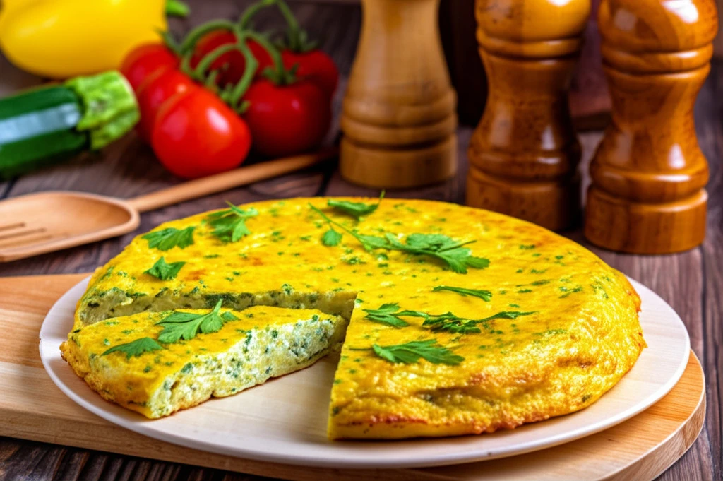 Tortilla de calabacín y cebolla