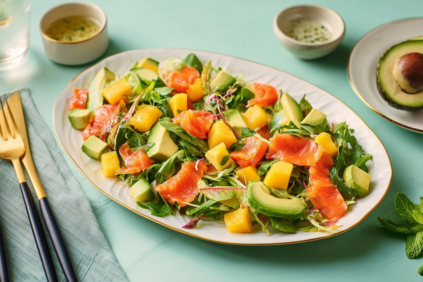 Ensalada de mango, aguacate y salmón