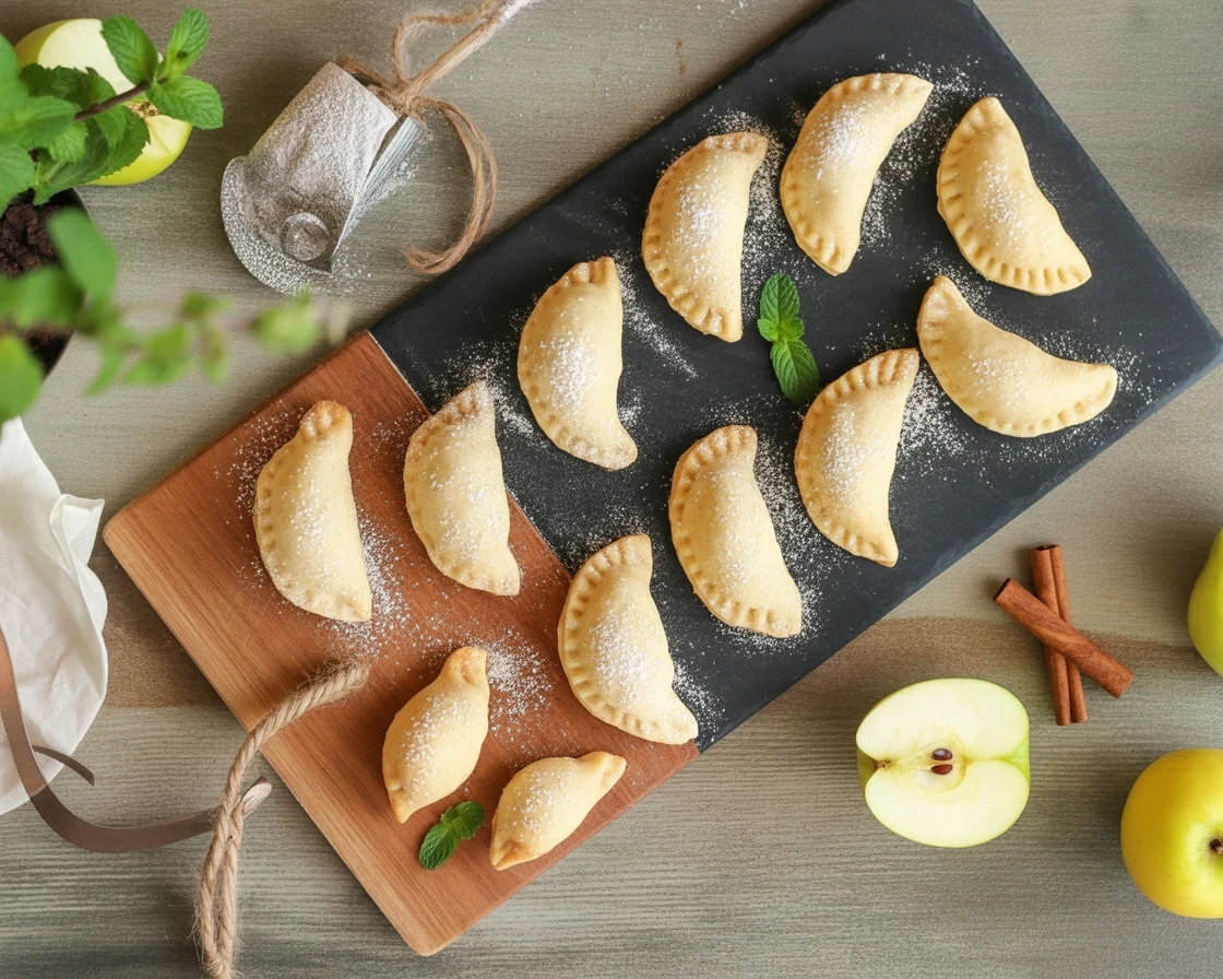 Empanadillas de manzana con canela recién horneadas, crujientes y deliciosas.