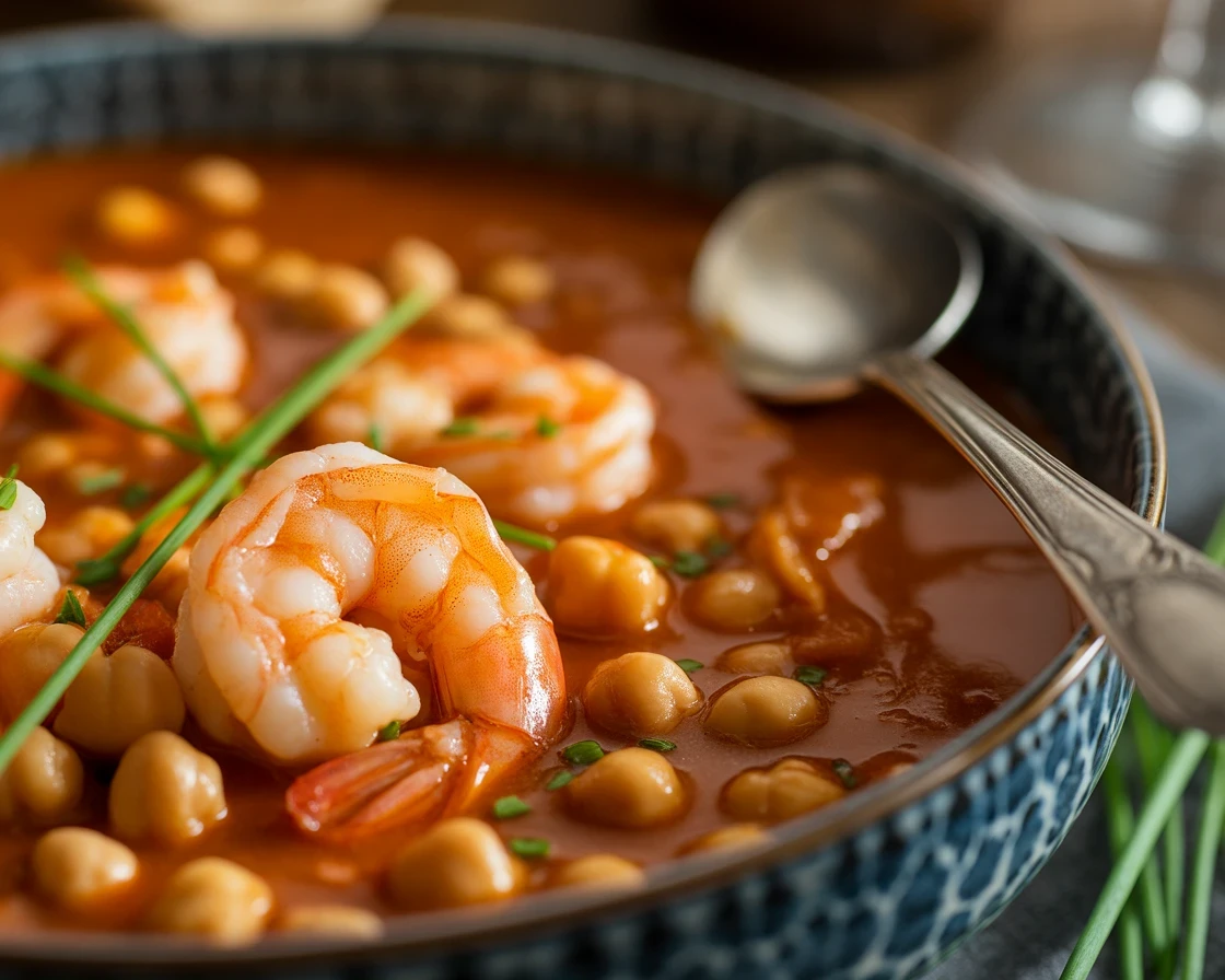 receta de garbanzos con langostinos