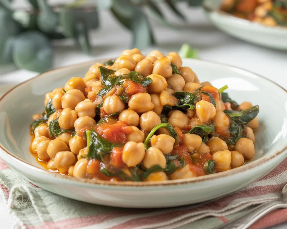 Garbanzos con espinacas y tomate