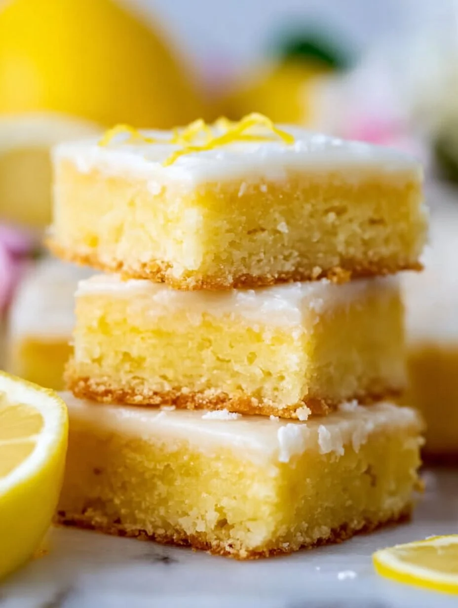 Deliciosos brownies de limón recién horneados con glaseado