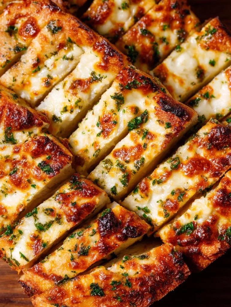 Receta de pan de ajo con queso, crujiente y sabroso, ideal para acompañar comidas.