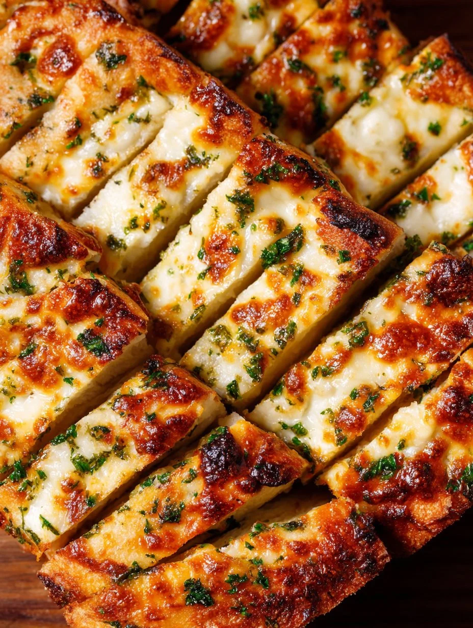 Receta de pan de ajo con queso, crujiente y sabroso, ideal para acompañar comidas.