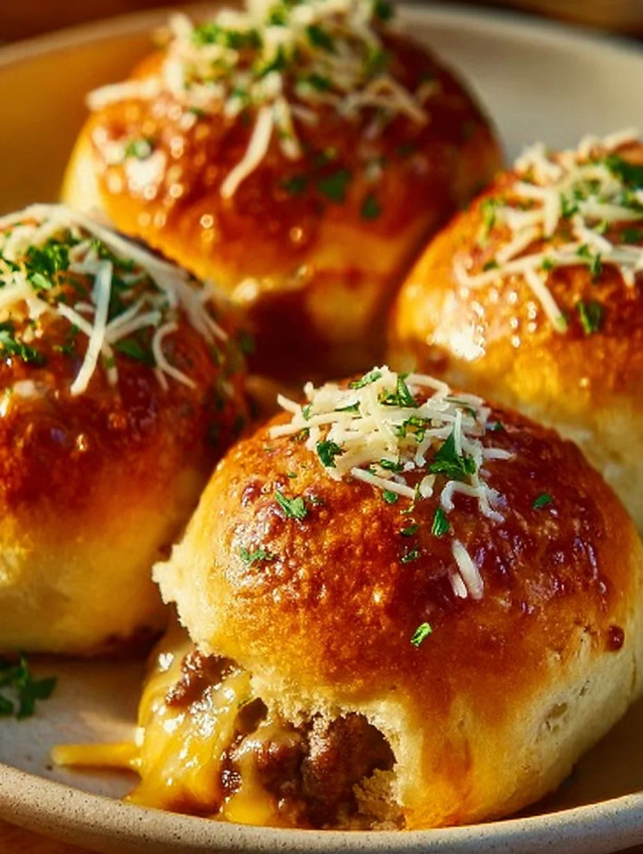 Explosiones de cheeseburger de ajo y parmesano, una deliciosa receta.