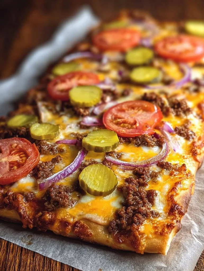 Flatbreads de cheeseburger con ingredientes frescos y sabrosos.