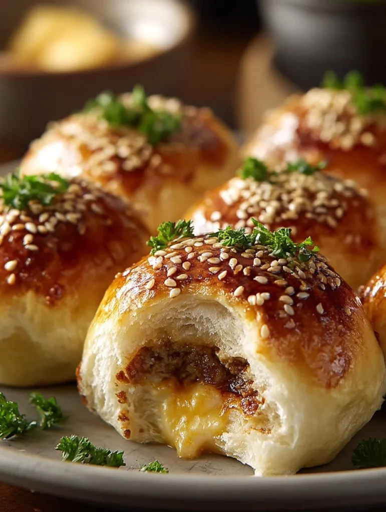 Bombas de Cheeseburger con Ajo y Parmesano, receta deliciosa y fácil de hacer