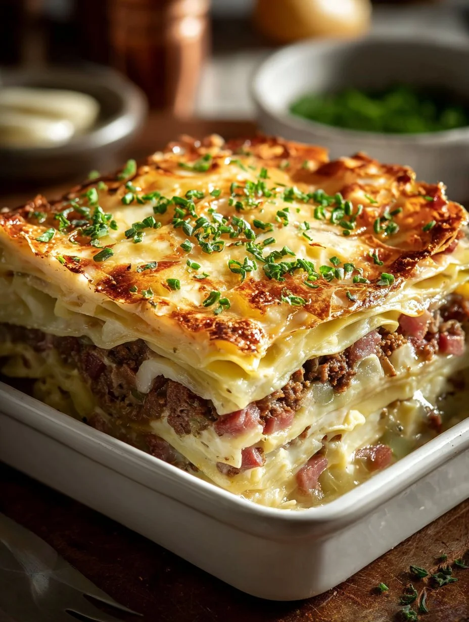 Reuben al Horno con carne en conserva, chucrut y queso suizo derretido