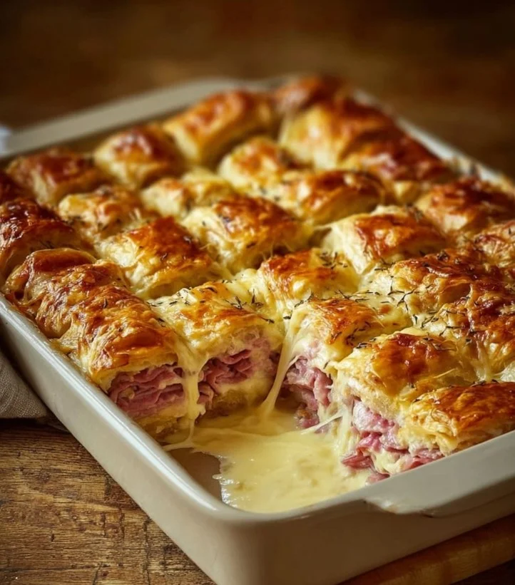 Plato de Reuben Horneado con ingredientes frescos y presentación apetitosa.