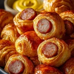 Bocaditos de salchicha kilted servidos en una bandeja