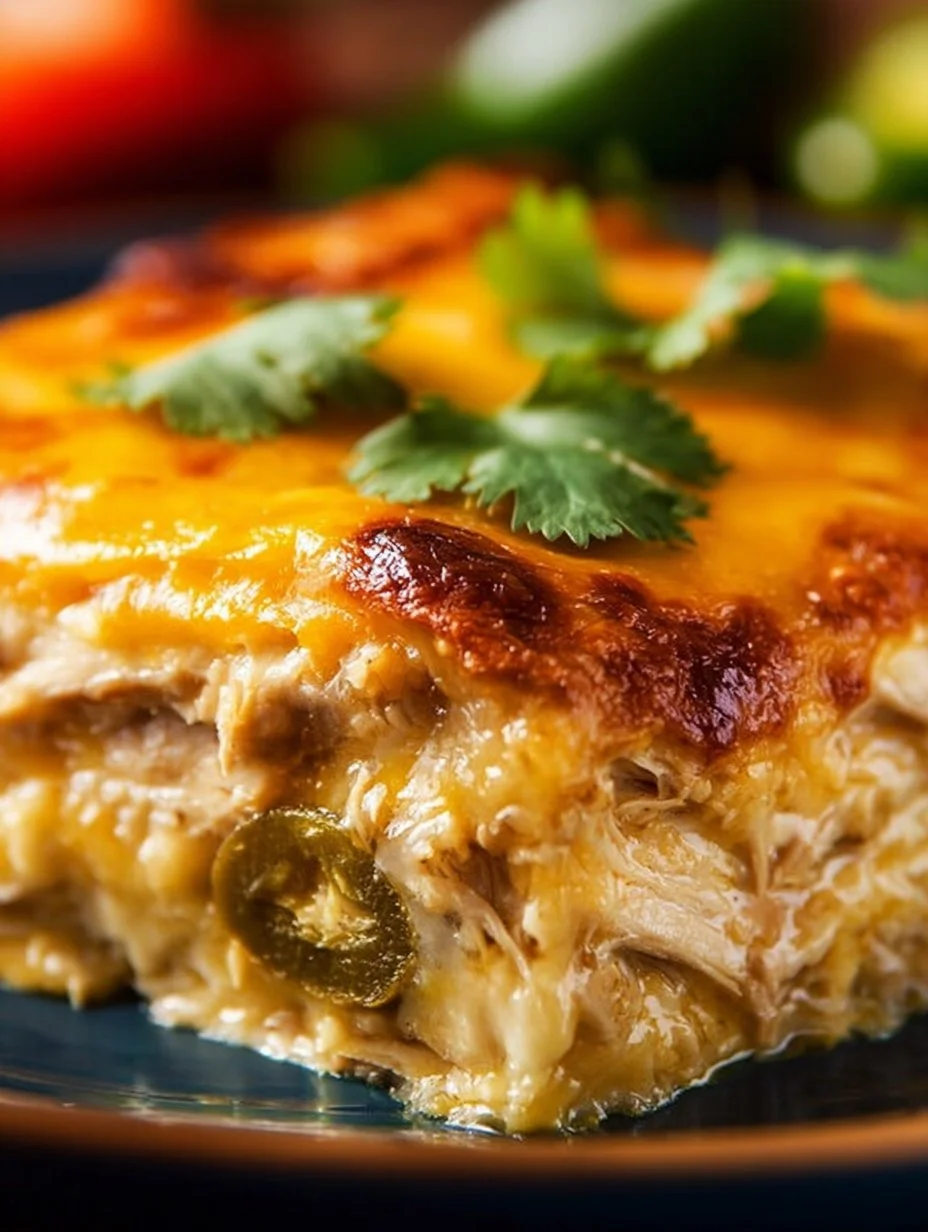 Cazuela de enchiladas de pollo con salsa de chile verde