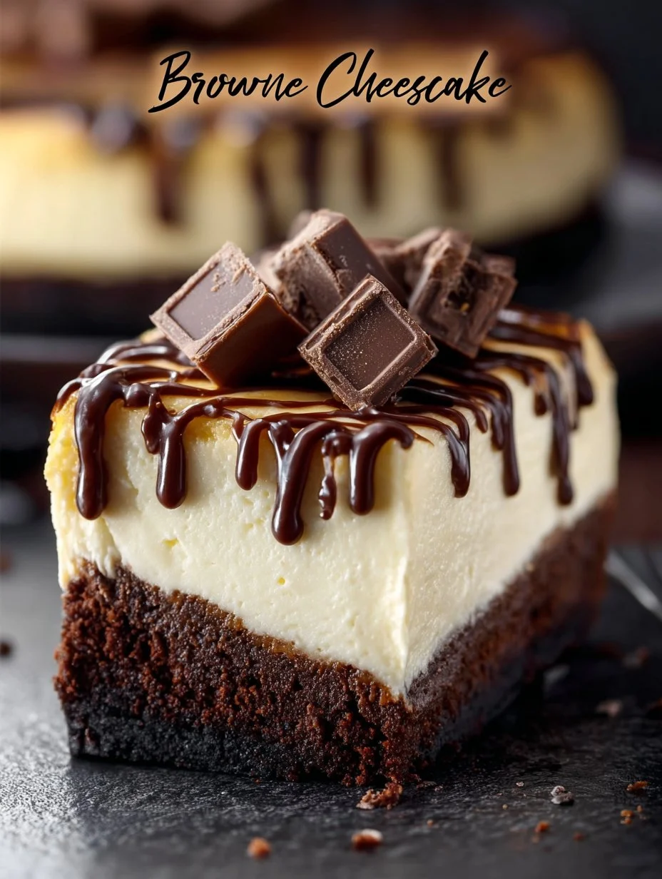 Delicioso cheesecake de brownie con una suave capa de queso y chocolate