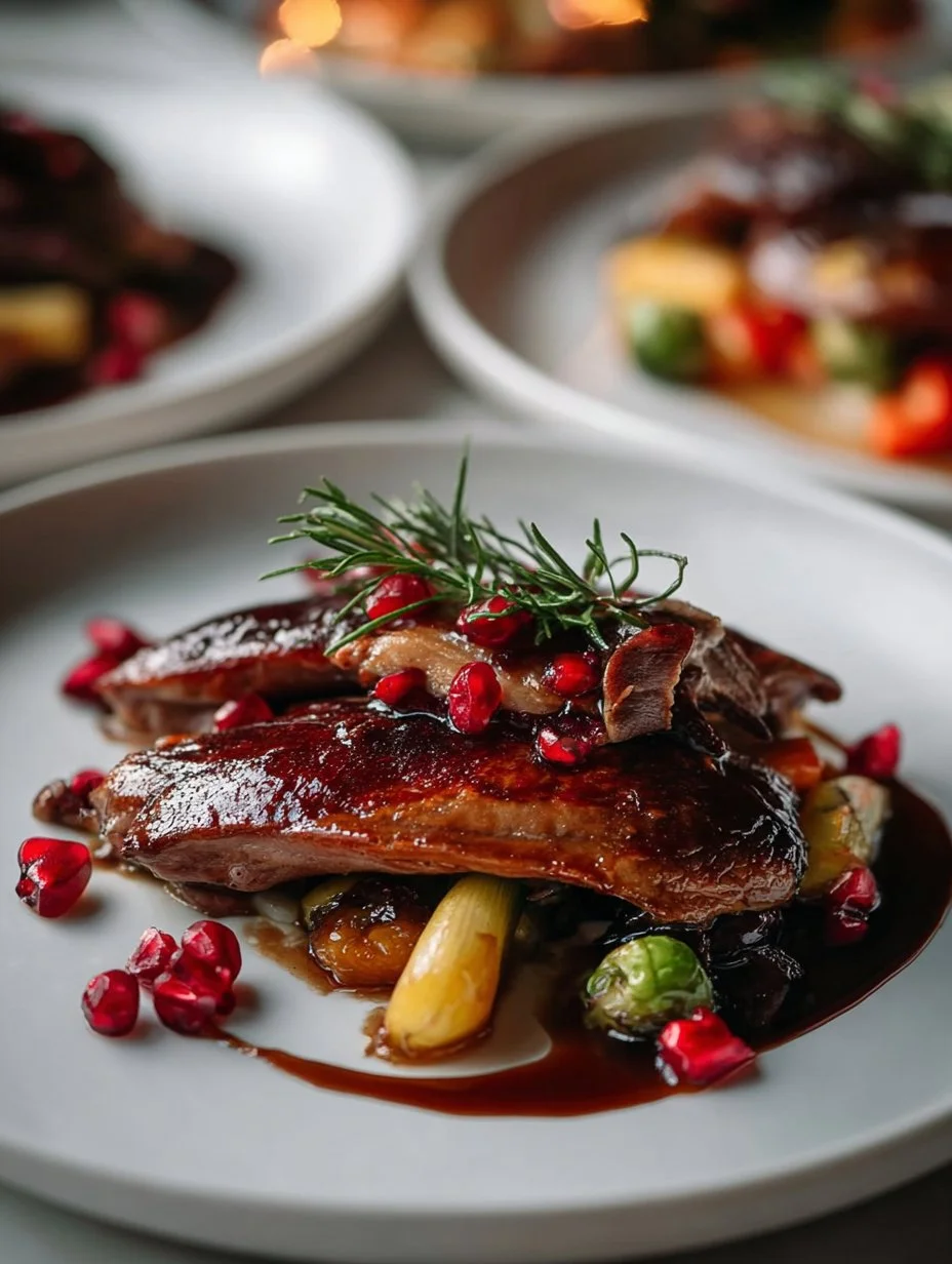 Plato de Confit de Pato con guarniciones, elaborado a la perfección.