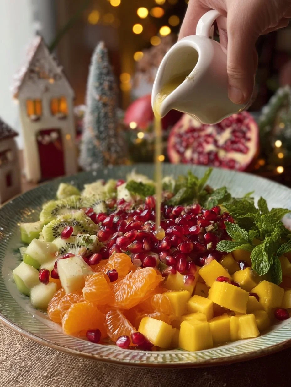 Ensalada de frutas de invierno colorida y deliciosa con frutas frescas