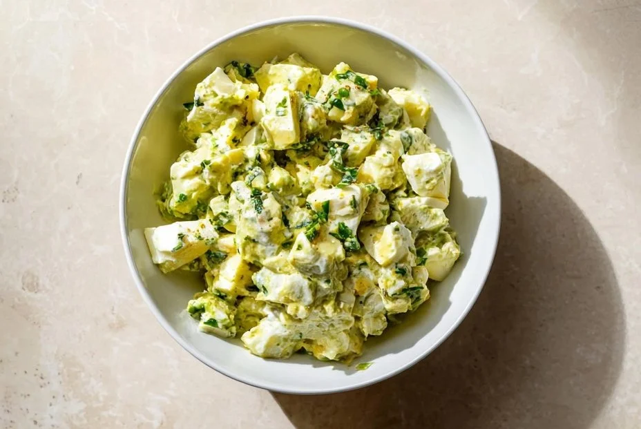 Ensalada de huevo y aguacate, plato fresco y delicioso