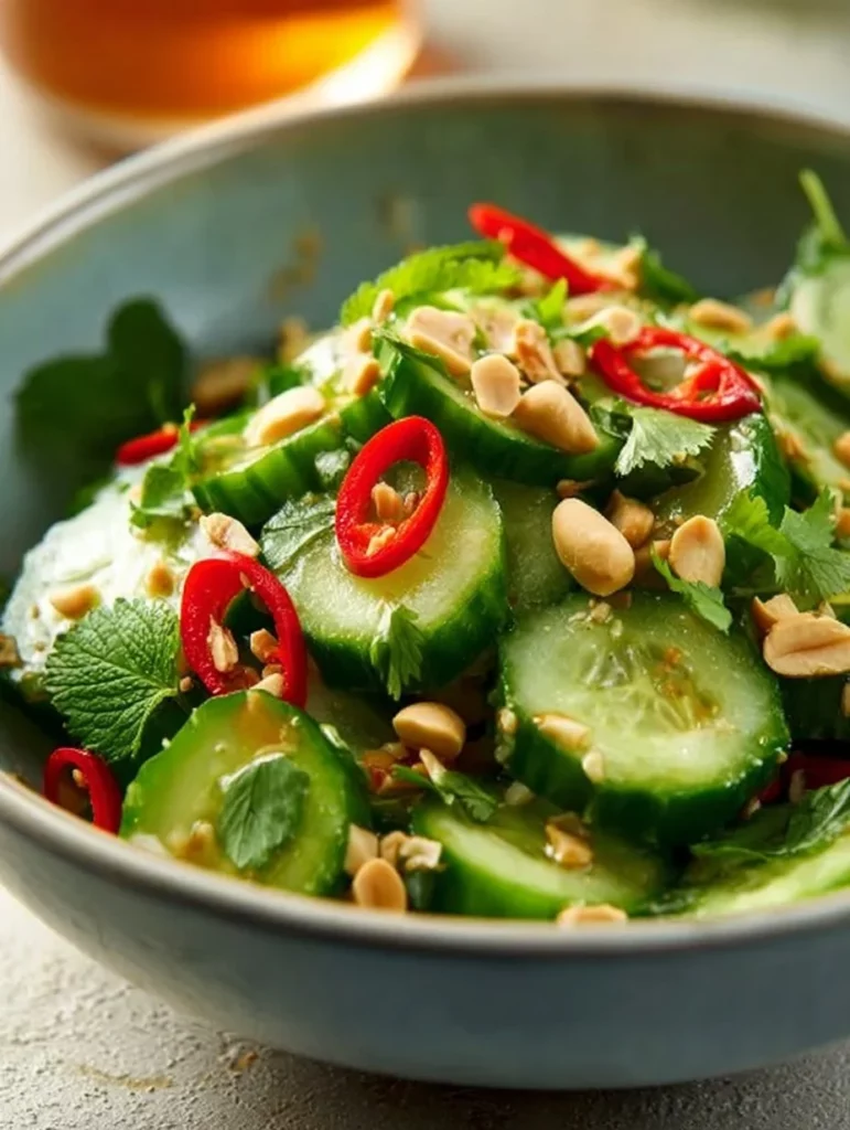 Ensalada de pepino tailandesa fresca y fácil de preparar