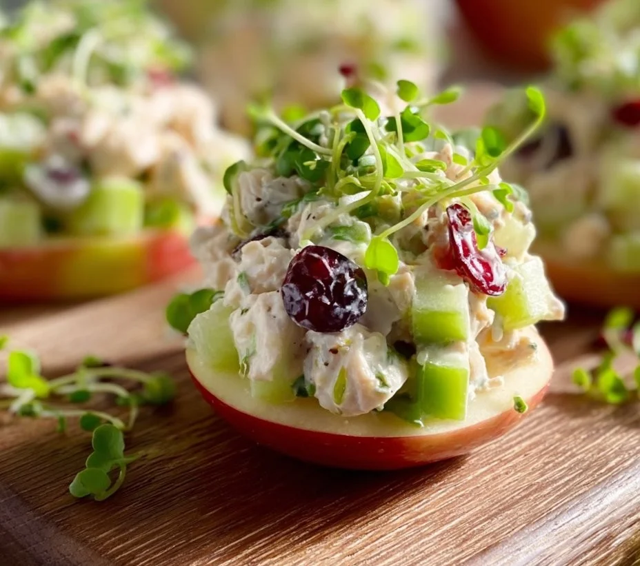 Ensalada de pollo con manzanas, ideal para una comida saludable y sabrosa