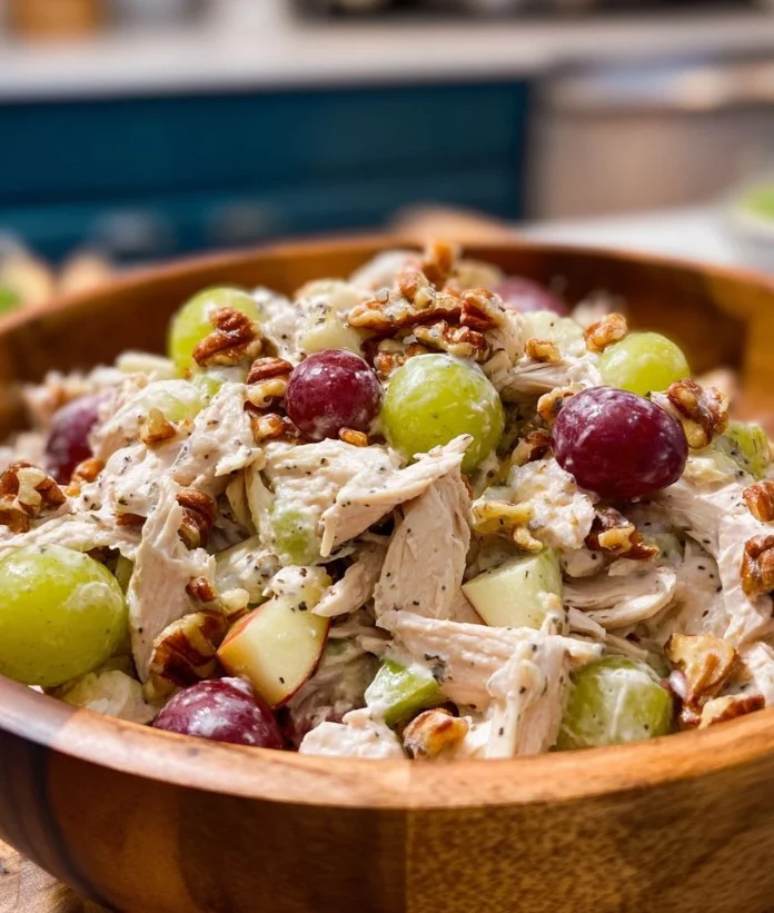 Ensalada de Pollo Waldorf con manzana, nueces y apio