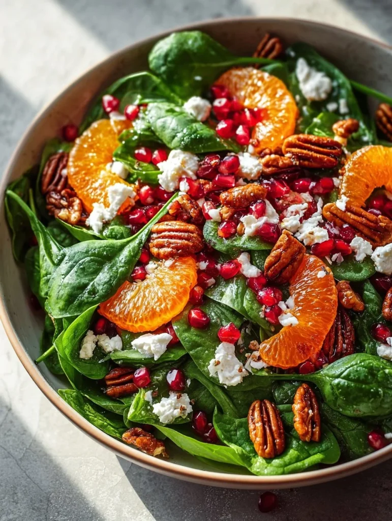 Ensalada navideña con queso de cabra y rodajas de naranja
