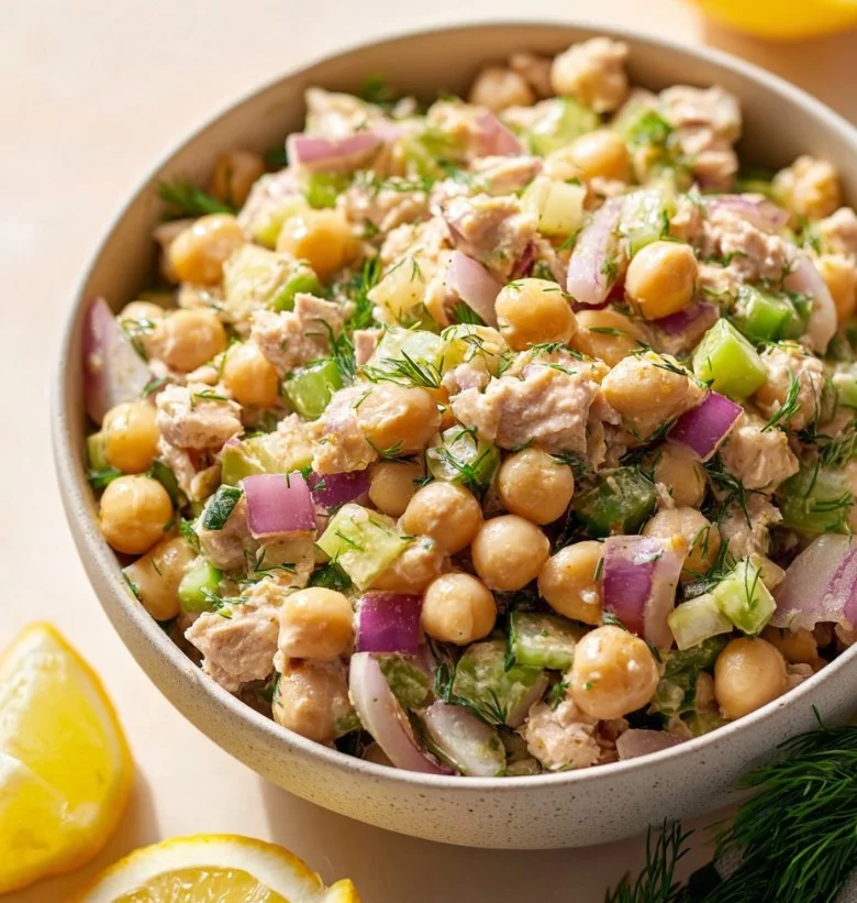 Ensalada saludable de atún y garbanzos, un platillo lleno de nutrientes