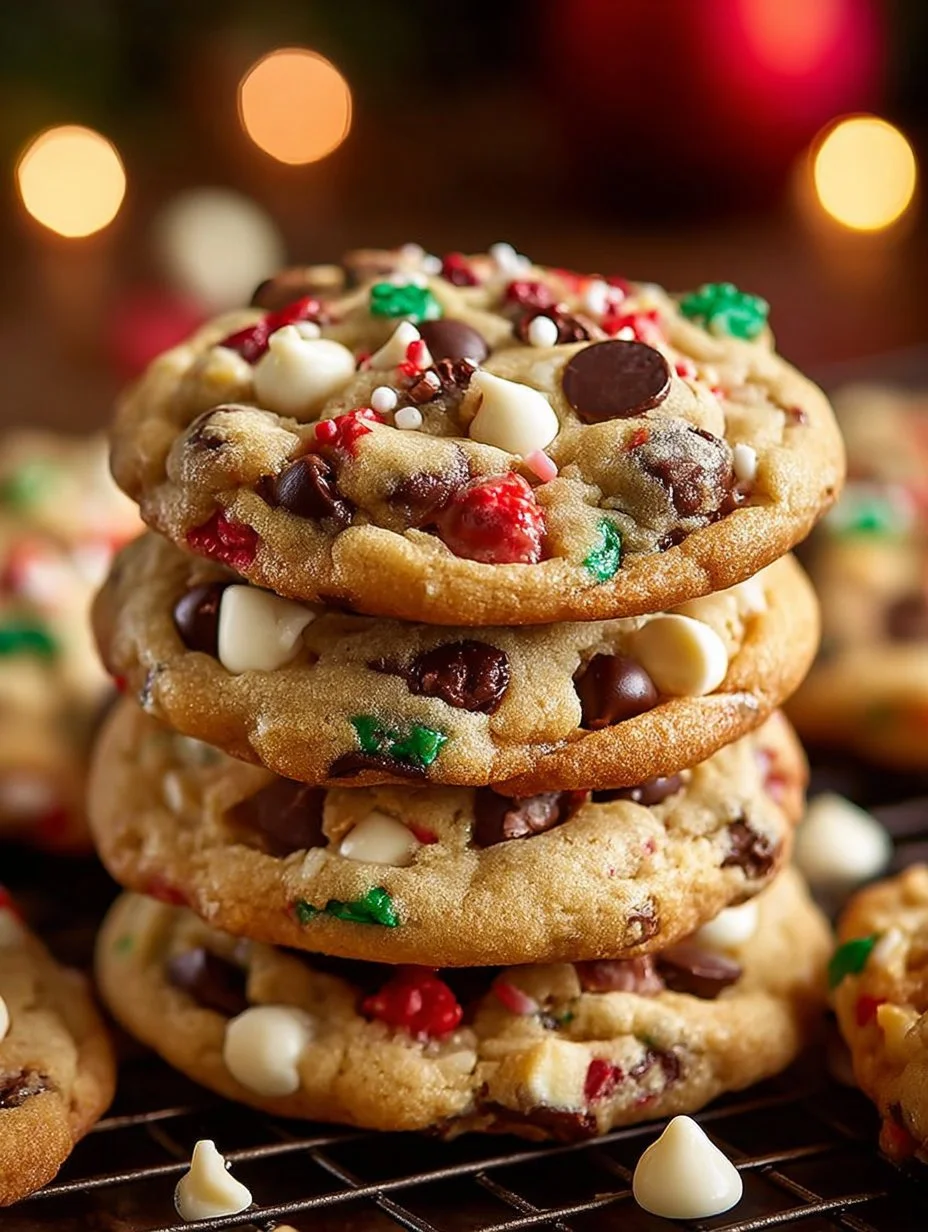Galletas de chocolate con chip en un hermoso paisaje invernal navideño