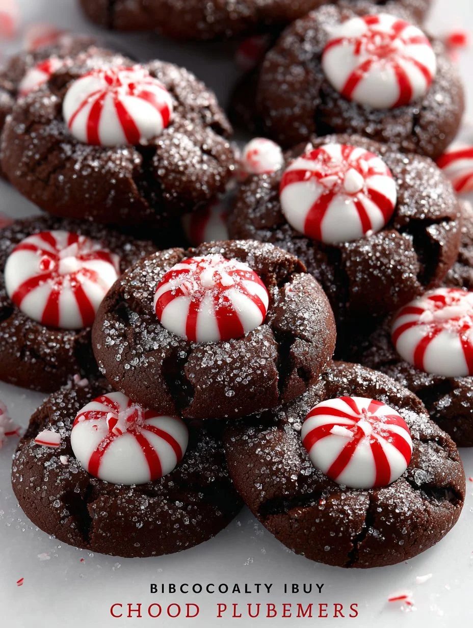 Galletas de chocolate oscuro con relleno de Hershey Kiss de menta