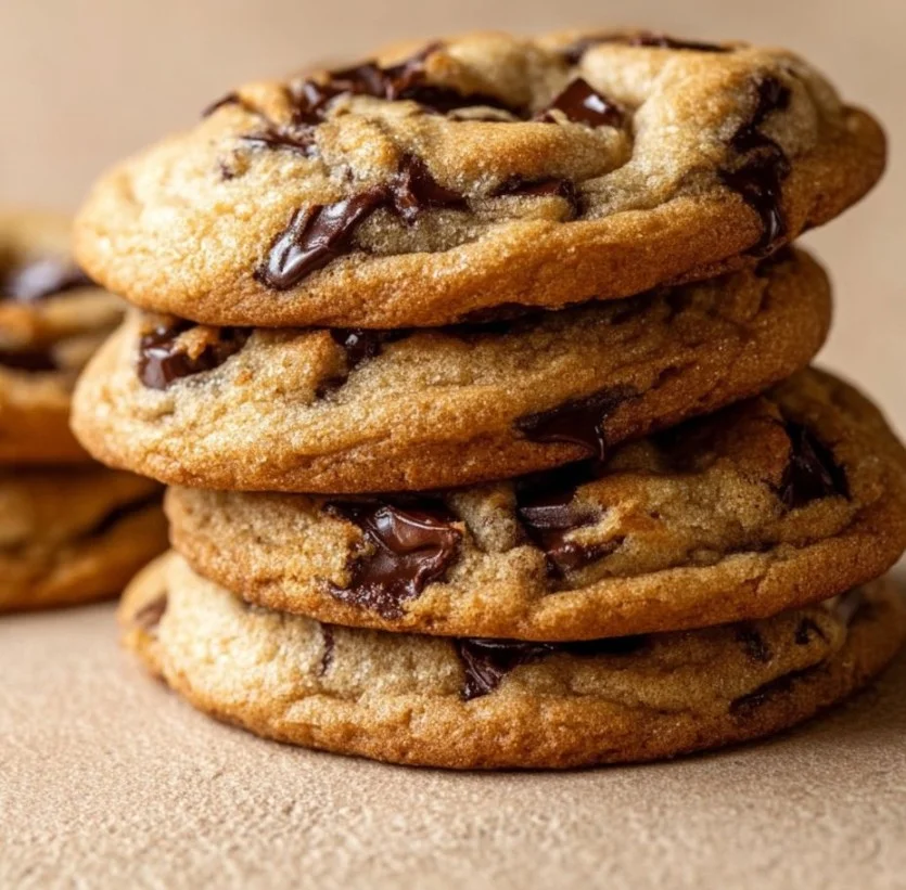 Galletas de chocolate ultra gruesas con bordes crujientes y centros pegajosos
