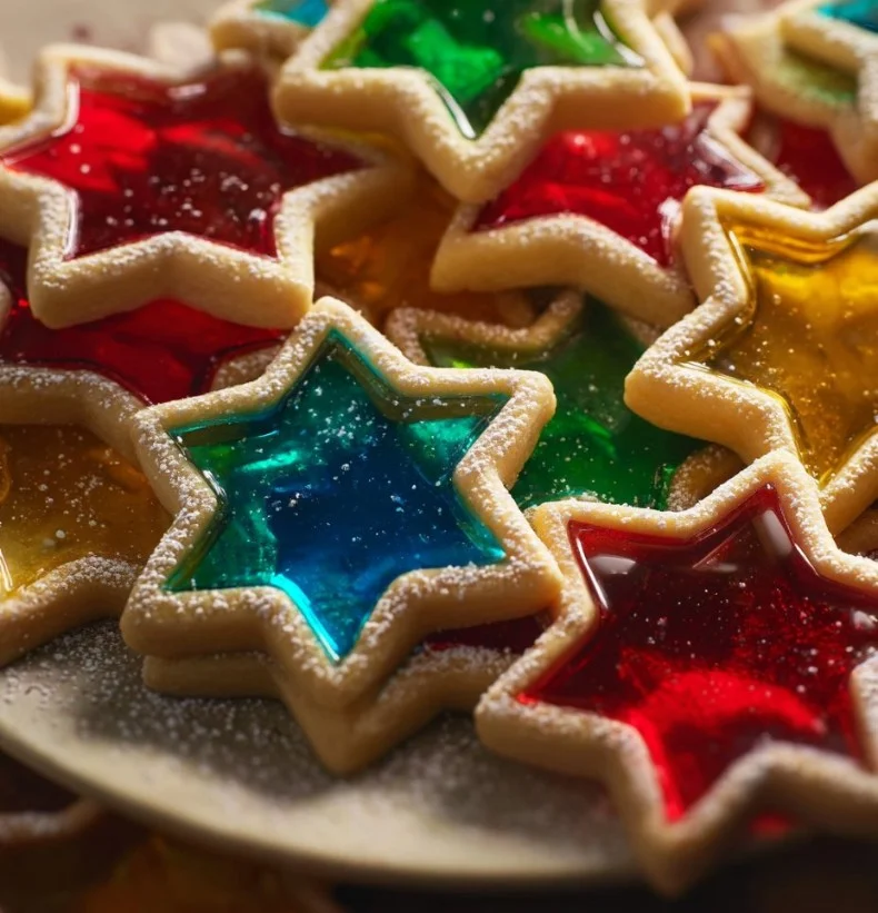 Galletas de cristal tintado coloridas y deliciosas