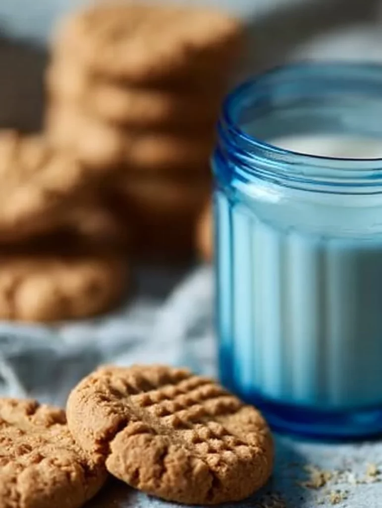 Galletas de mantequilla de maní sin azúcar recién horneadas