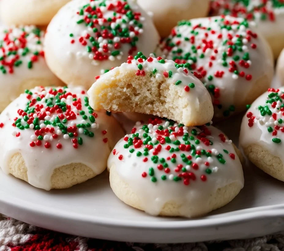 Galletas tradicionales italianas de Navidad en una mesa festiva.