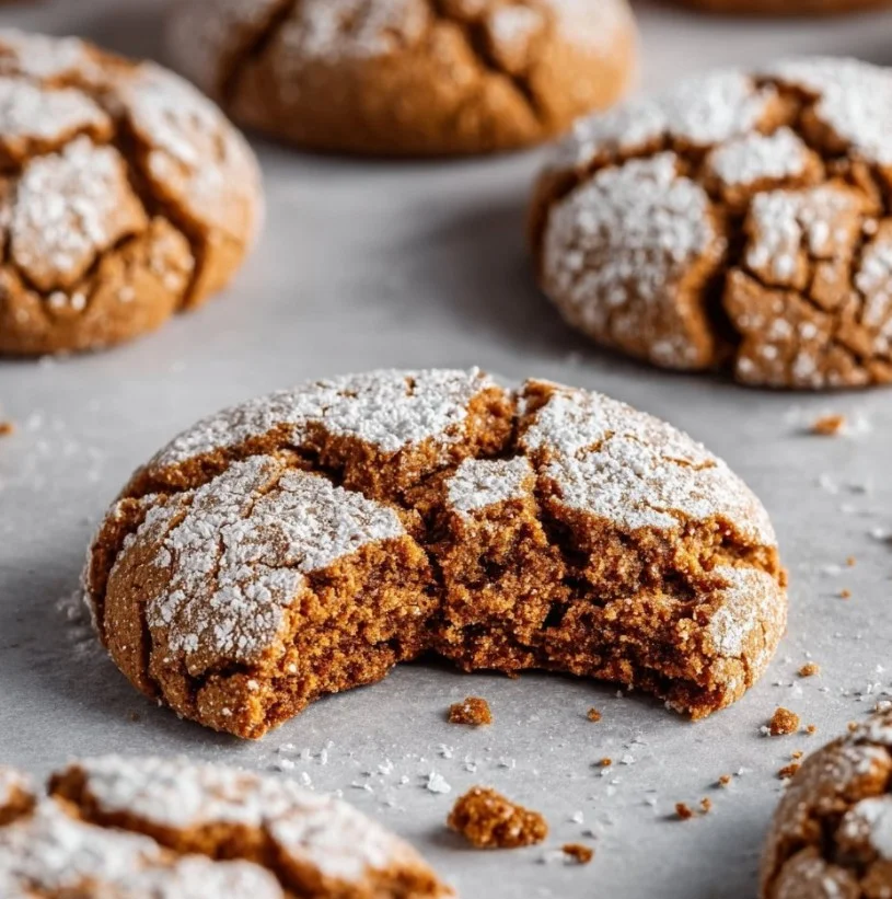 Galletas de jengibre crujientes recién horneadas en un plato.