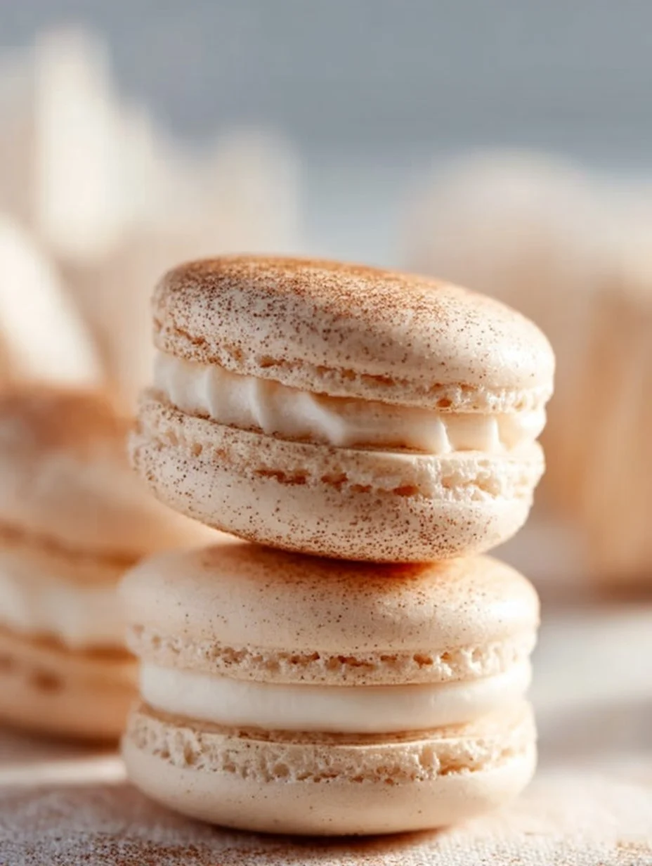 Macarons de Snickerdoodle en una bandeja decorativa