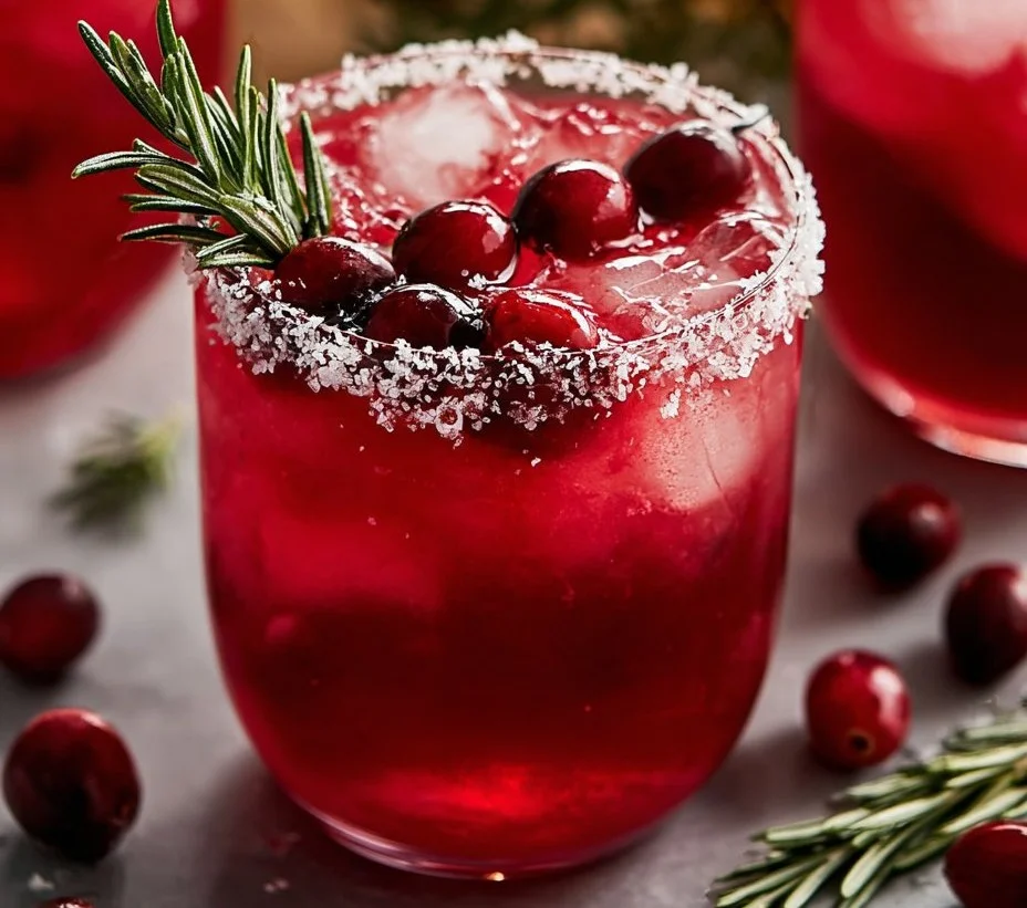 Margarita de Arándano en una copa decorativa para la Navidad