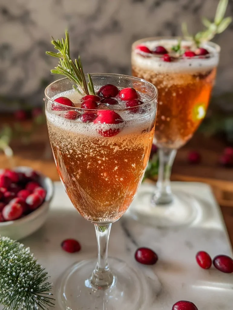 Receta de mimosas de muérdago en un elegante brindis