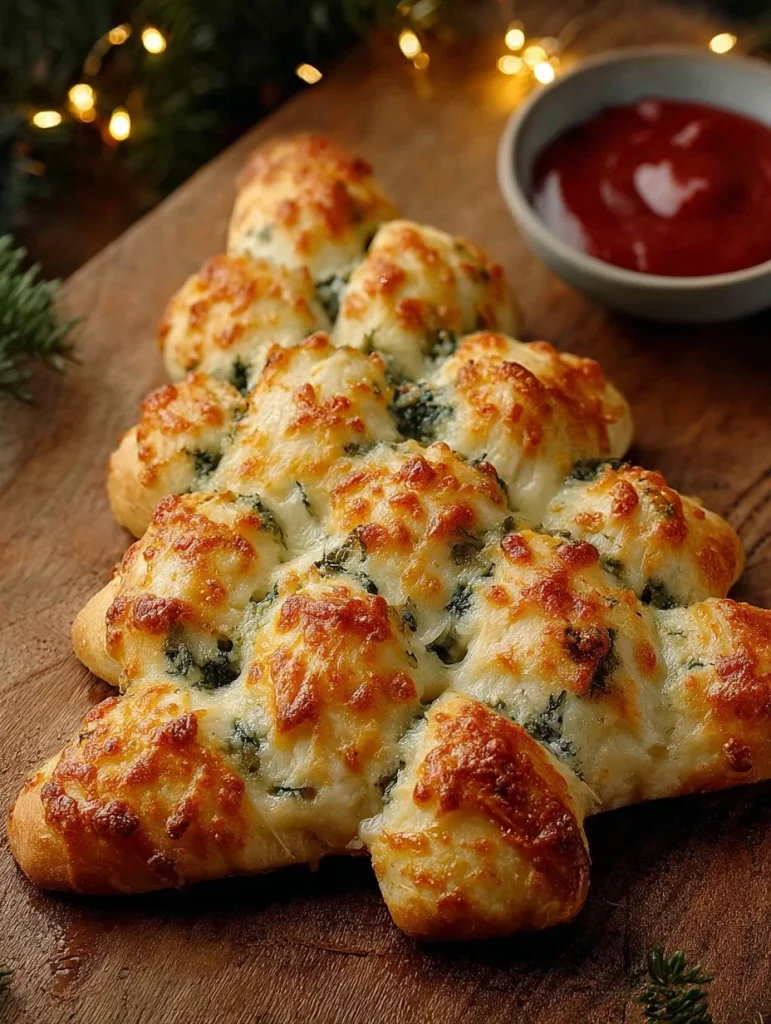 Pan de Árbol de Navidad con Queso, un postre festivo y delicioso
