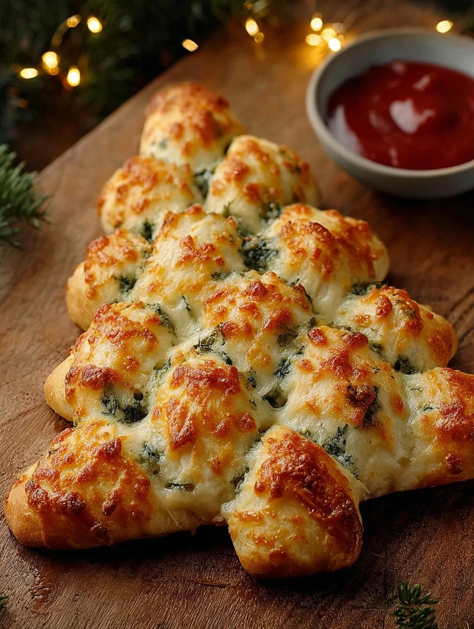 Pan de Árbol de Navidad con Queso, un postre festivo y delicioso