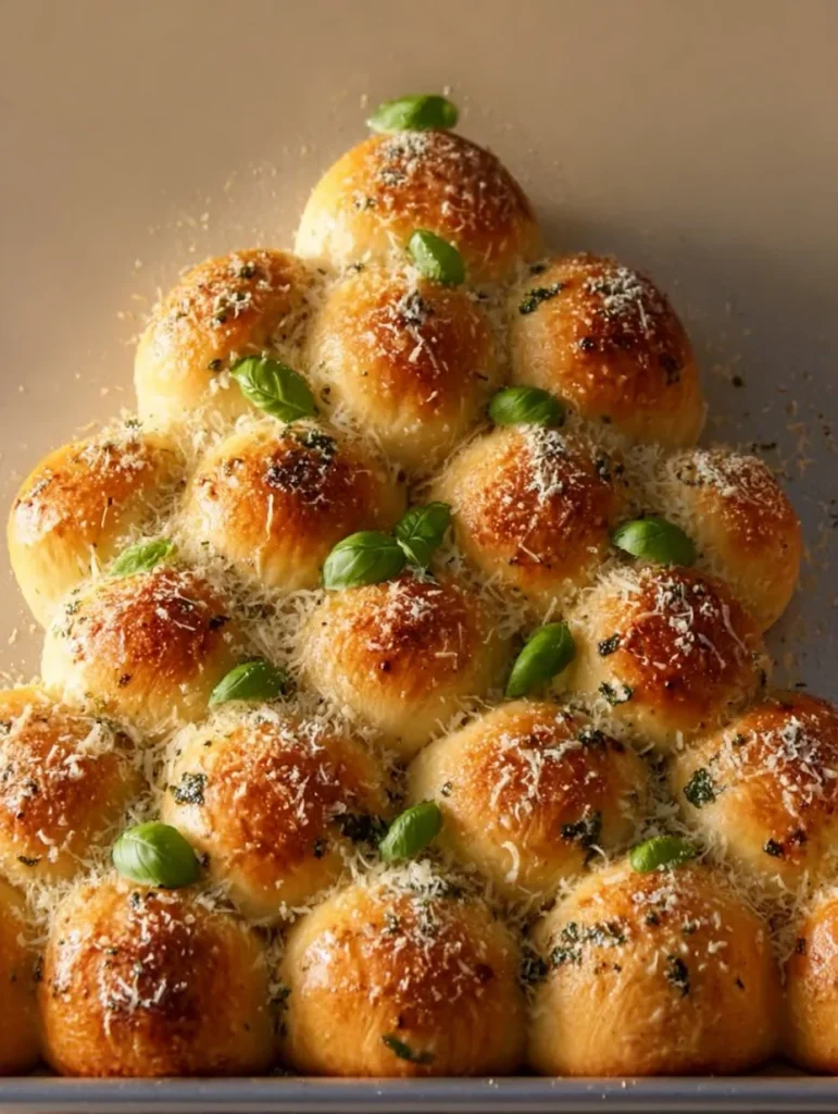Pan de Navidad desmenuzable en forma de árbol con queso