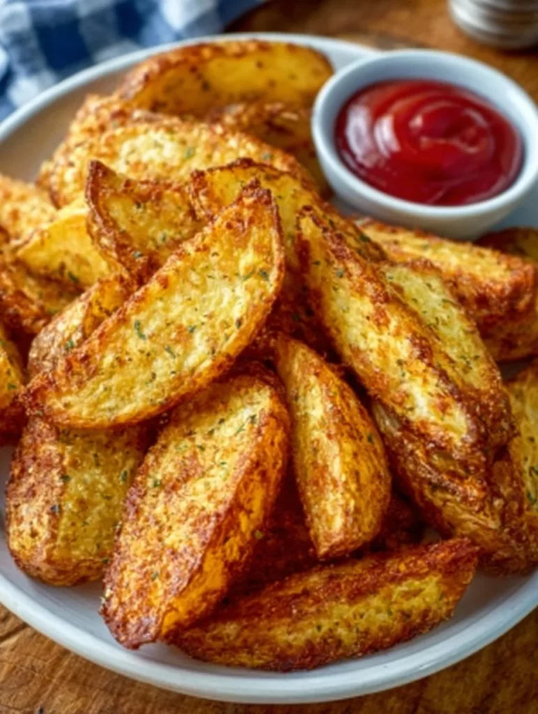 Papas fritas crujientes recién hechas y doradas en un plato