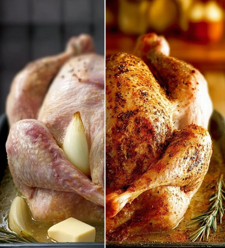 Pavo de Acción de Gracias perfectamente asado y presentado en la mesa.