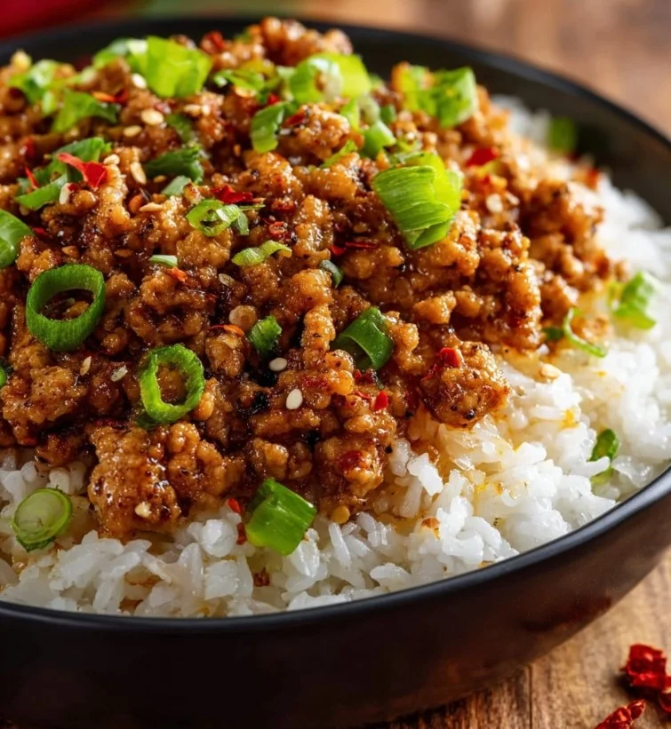 Plato de pavo molido con miel y ajo, una receta sabrosa y fácil de hacer.