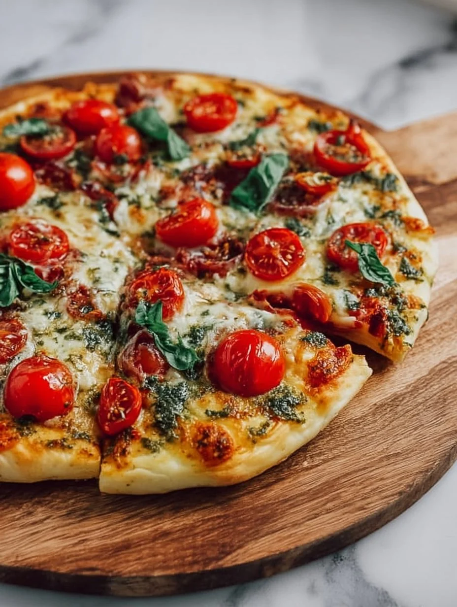 Pizza de Pepperoni y Burrata con Pesto fresca y sabrosa