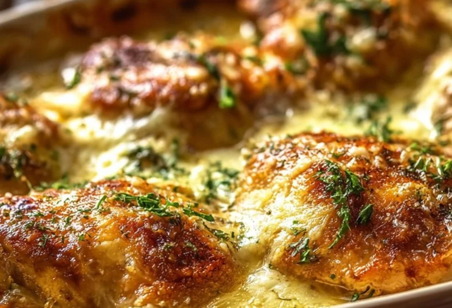 Plato de Pollo al Ajo y Parmesano Keto servido con guarnición saludable.