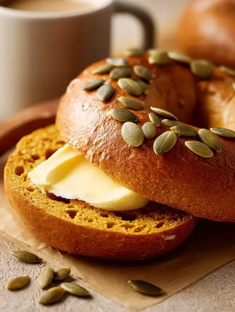 Bagels de calabaza caseros frescos y apetitosos