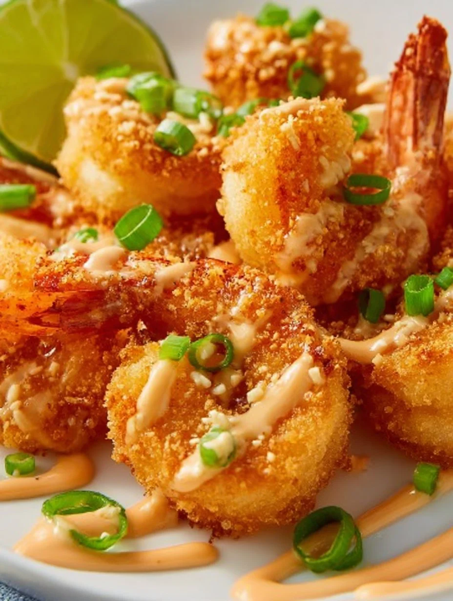 Plato de Camarones Bang Bang con salsa picante y crujiente